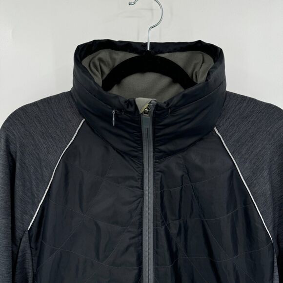 TITLE NINE Gray Black WillPower Lightweight Full Zip Packable Hood Jacket Size L - Picture 3 of 11